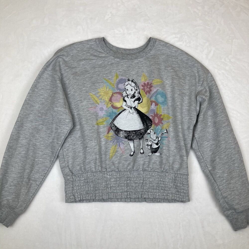 Disney Sweatshirt Women’s Size XL Gray Alice In Wonderland Graphic Sweatshirt